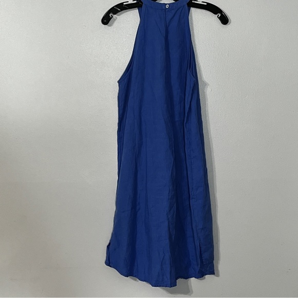 Sigrid Olsen Blue 100% Linen Halter Shift Casual Vacation Dress - Picture 1 of 5